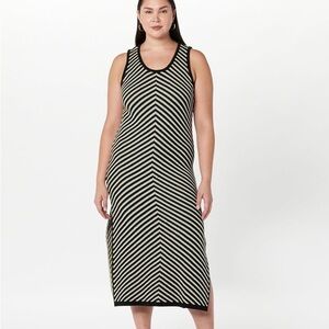 Black and White Striped Sleeveless Dress